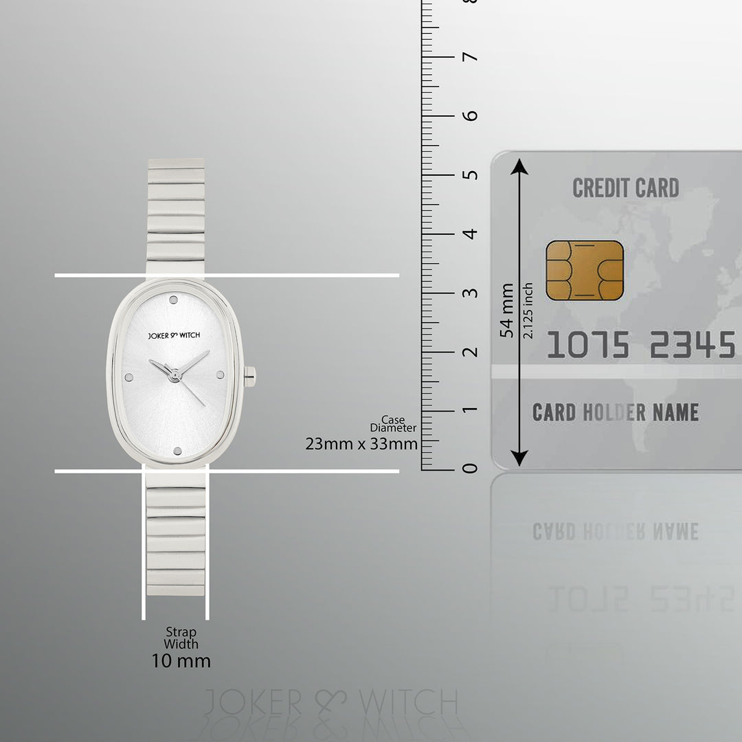 Eterna Silver Sunray Small Oval Dial Silver Linked Chain Strap Women's Watch