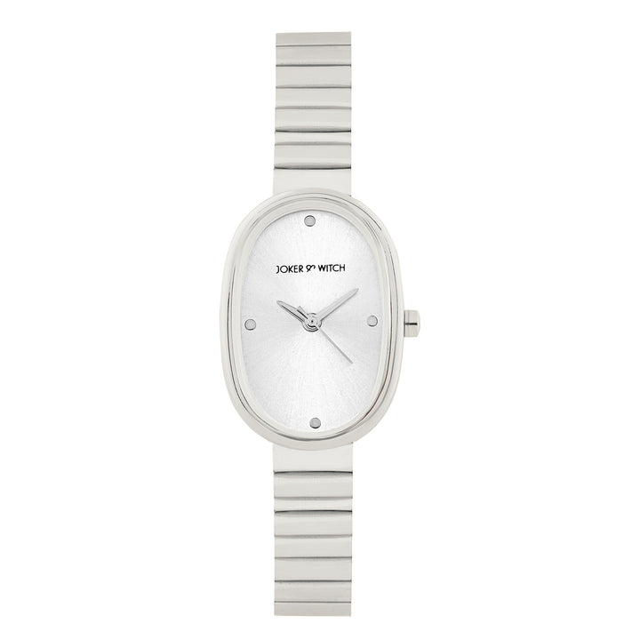 Eterna Silver Sunray Small Oval Dial Silver Linked Chain Strap Women's Watch