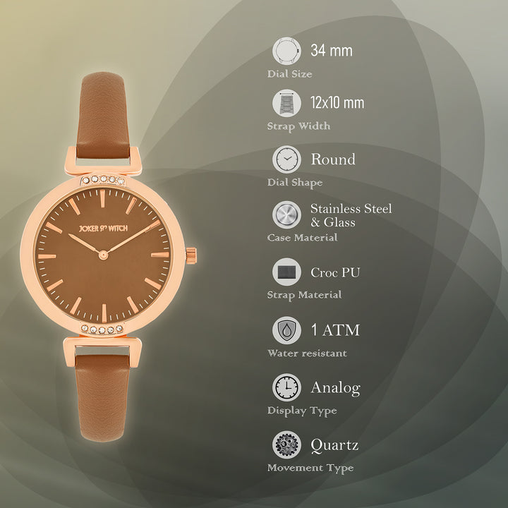 Petite Mocha Medium Dial PU Strap Women's Watch