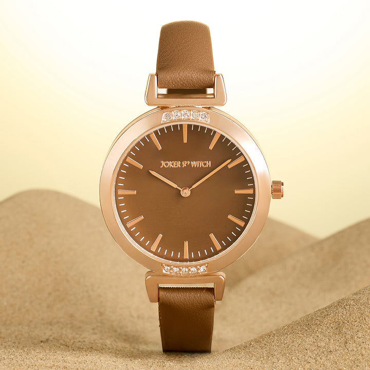 Petite Mocha Medium Dial PU Strap Women's Watch