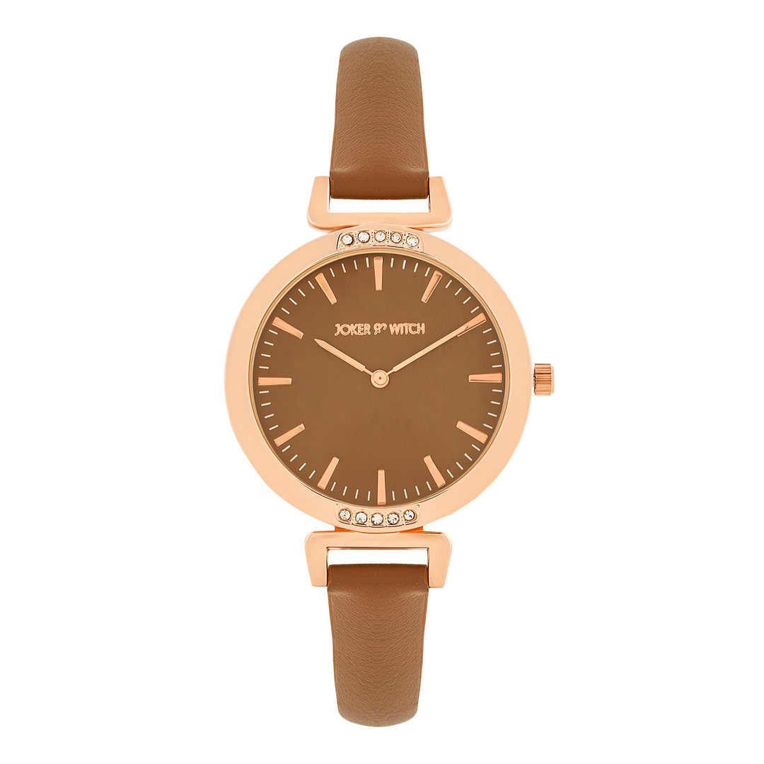 Petite Mocha Medium Dial PU Strap Women's Watch