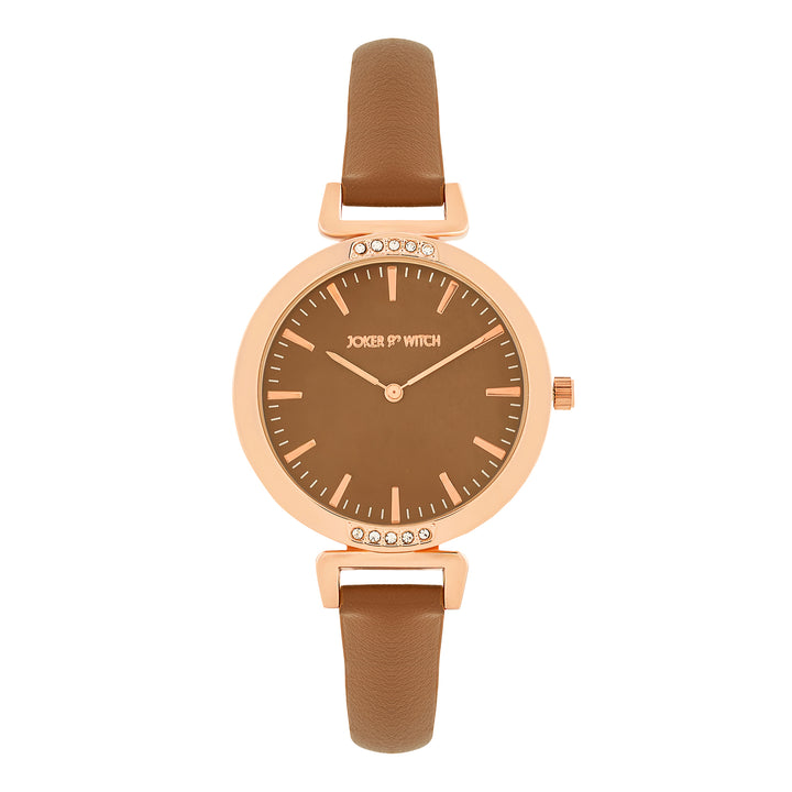 Petite Mocha Medium Dial PU Strap Women's Watch