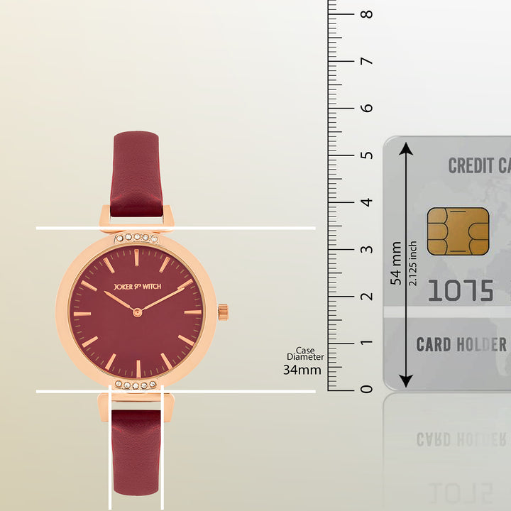 Petite Maroon Medium Dial PU Strap Women's Watch