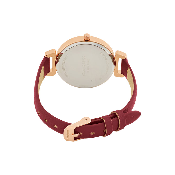 Petite Maroon Medium Dial PU Strap Women's Watch