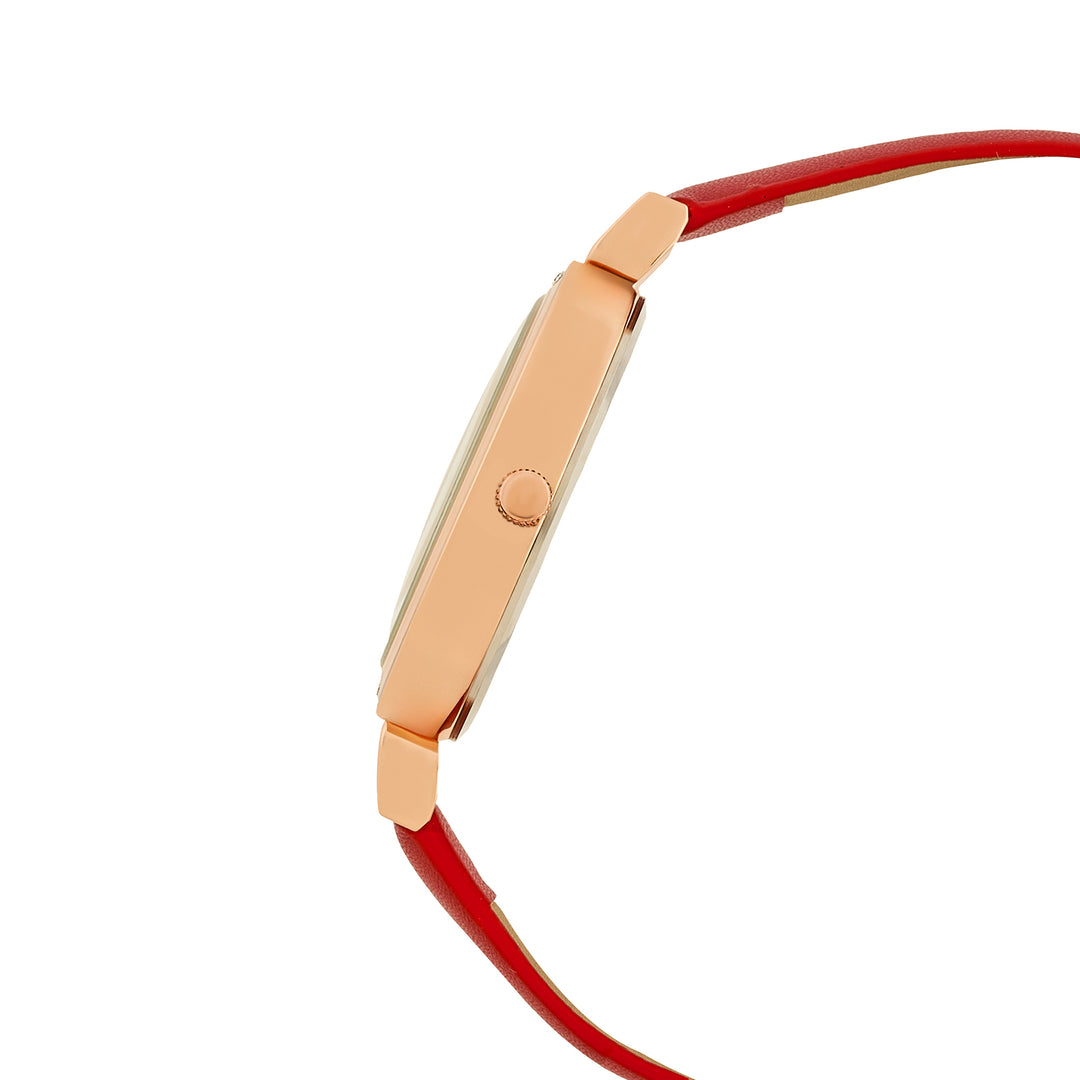 Petite Beige Medium Dial Maroon PU Strap Women's Watch