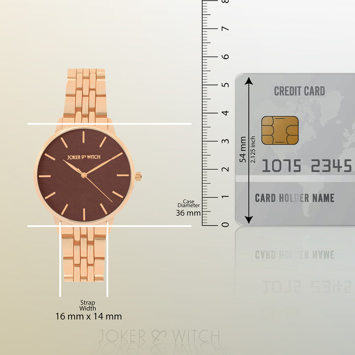 Mini Nebula Brown Medium Dial Rose Gold Linked Chain Strap Women's Watch