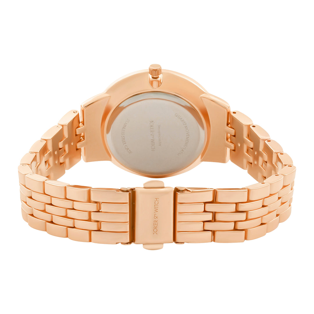 Mini Nebula Brown Medium Dial Rose Gold Linked Chain Strap Women's Watch