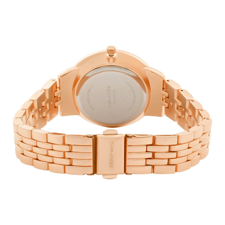 Mini Nebula Brown Medium Dial Rose Gold Linked Chain Strap Women's Watch