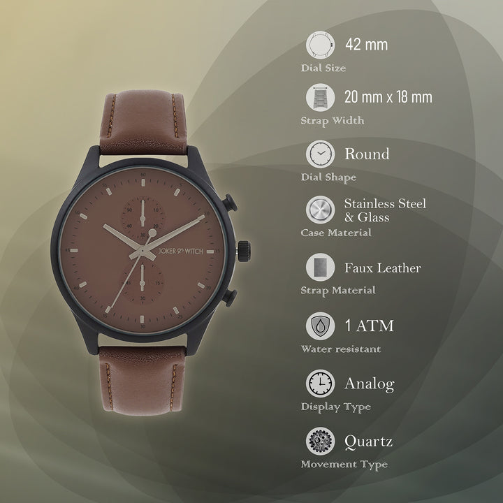 Beetle Brown Large Dial PU Strap Men's Watch