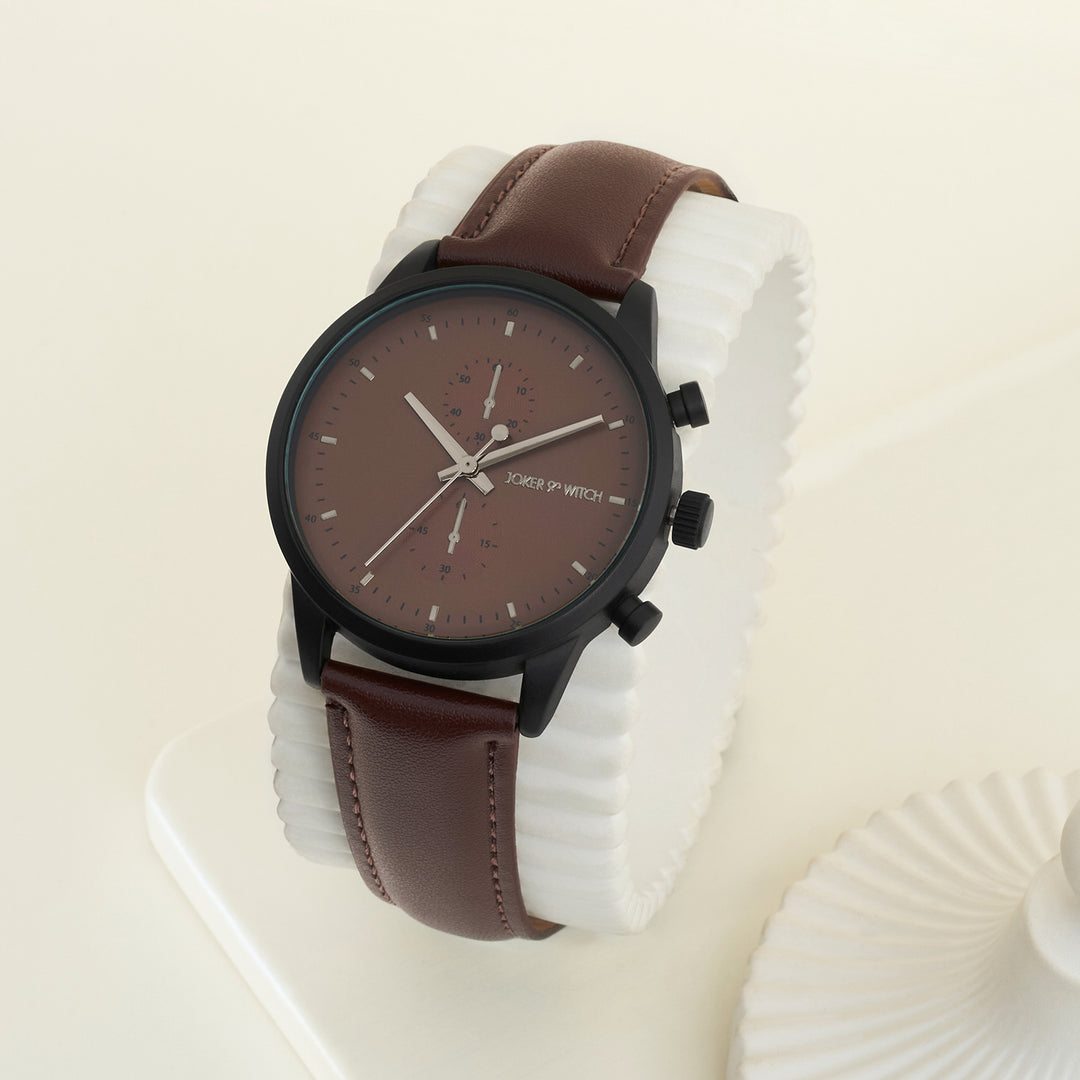 Beetle Brown Large Dial PU Strap Men's Watch