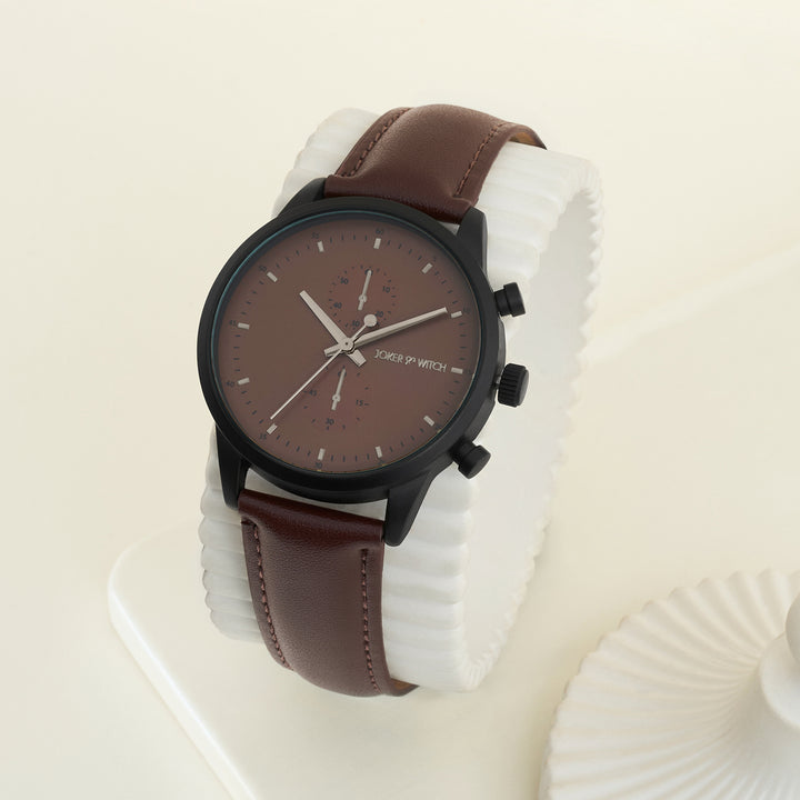 Beetle Brown Large Dial PU Strap Men's Watch