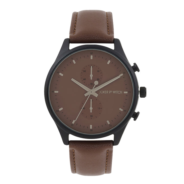 Beetle Brown Large Dial PU Strap Men's Watch