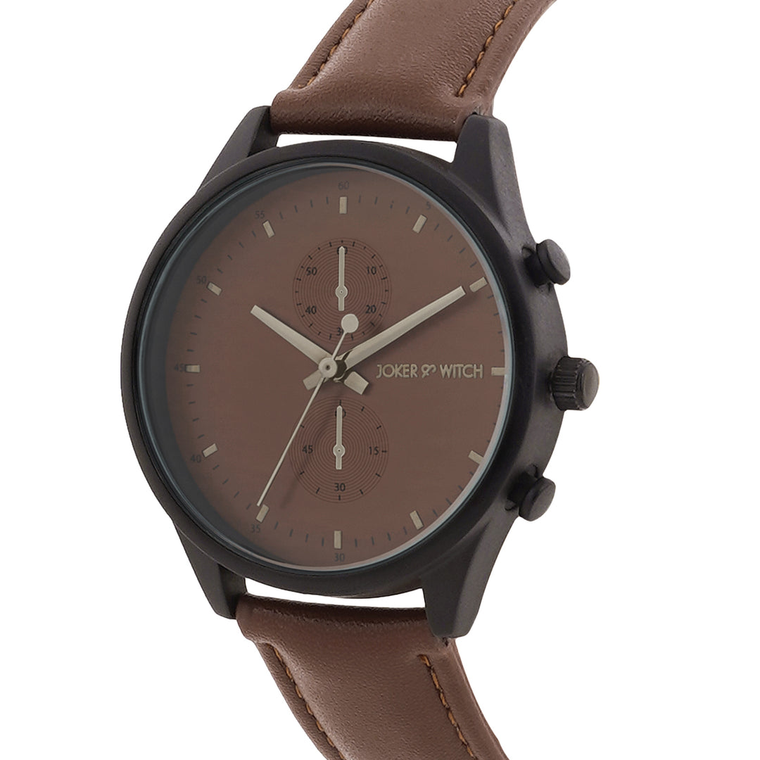Beetle Brown Large Dial PU Strap Men's Watch