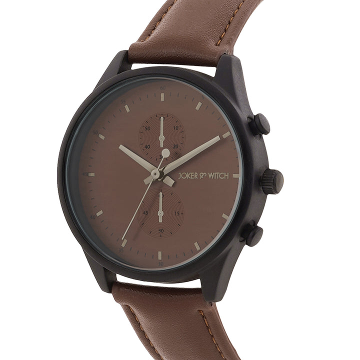 Beetle Brown Large Dial PU Strap Men's Watch