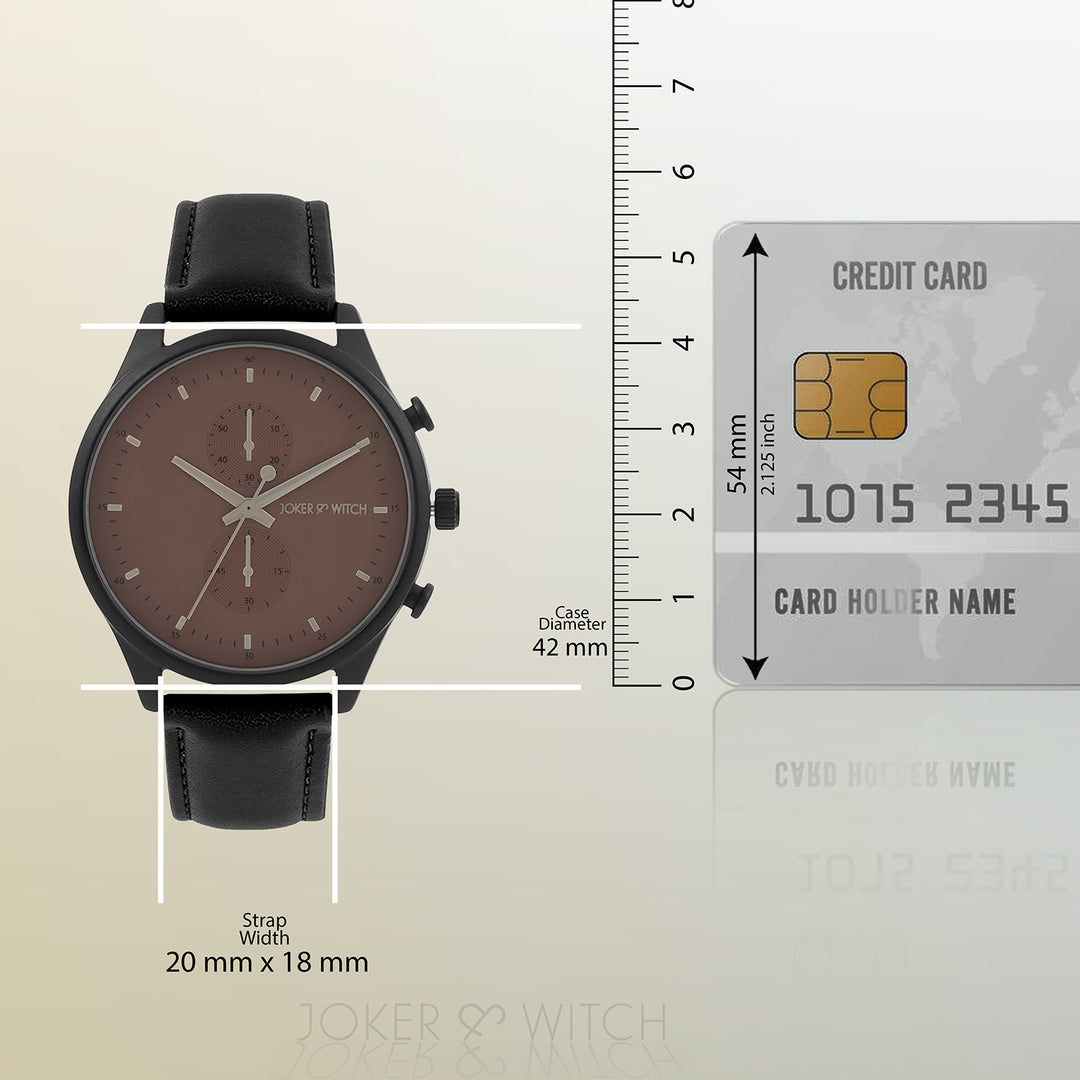 Beetle Brown Large Dial Black PU Strap Men's Watch