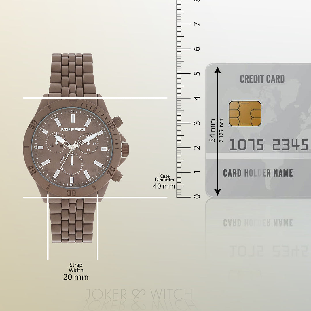 Connery Brown Large Dial Linked Chain Strap Men's Watch