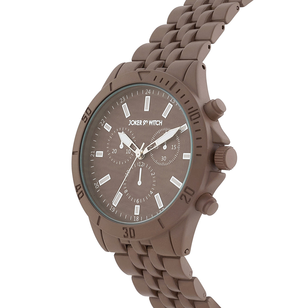 Connery Brown Large Dial Linked Chain Strap Men's Watch