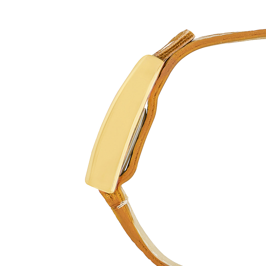 Dara Champagne Sunray Medium Rectangle Dial Brown PU Strap Women's Watch