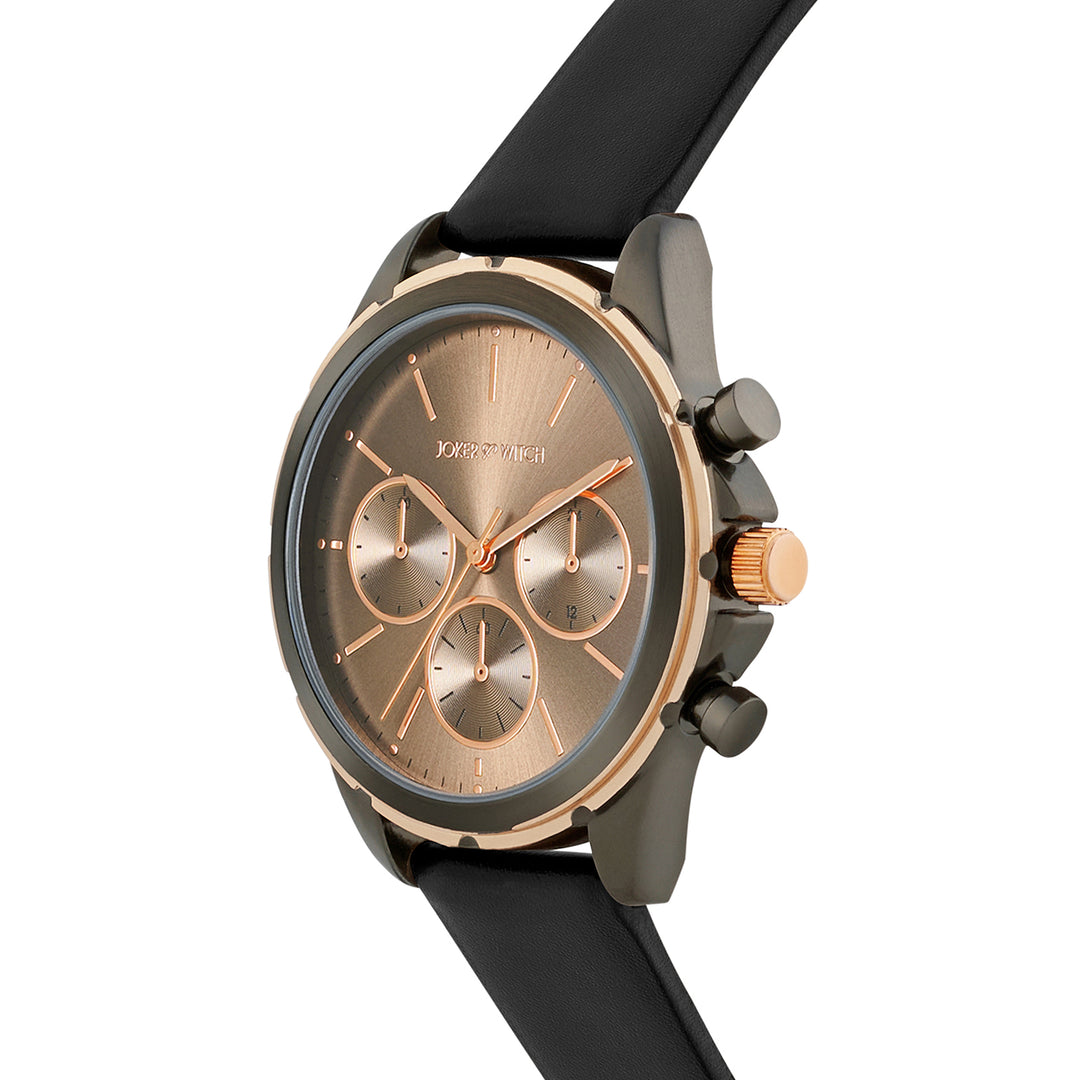 Dubai Brown Large Dial Black PU Strap Men's Watch