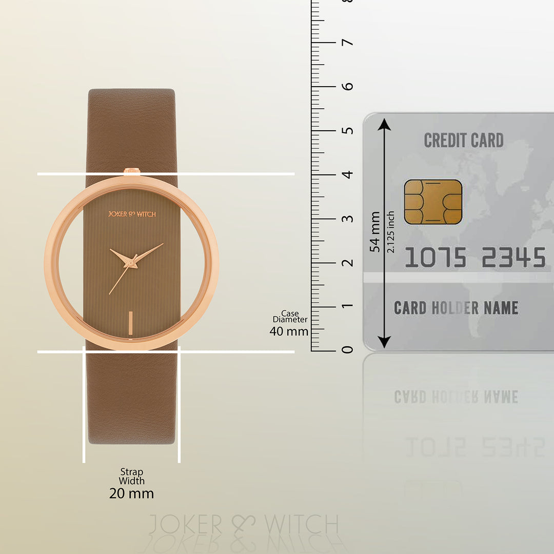 Futuristic Rose Gold Mocha Large Dial PU Strap Women's Watch