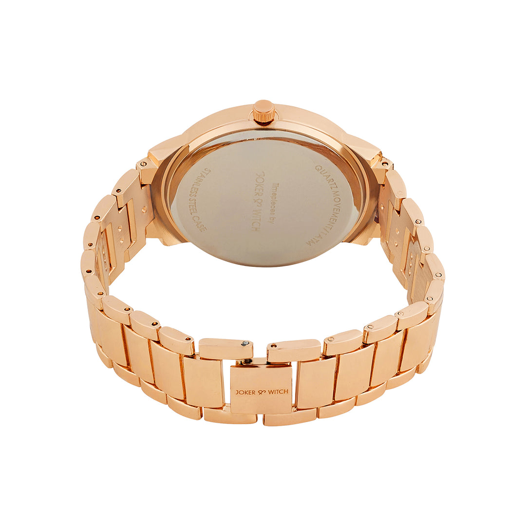 Halo Mocha Sunray Large Rhinestone Dial Rose Gold Linked Chain Strap Women's Watch