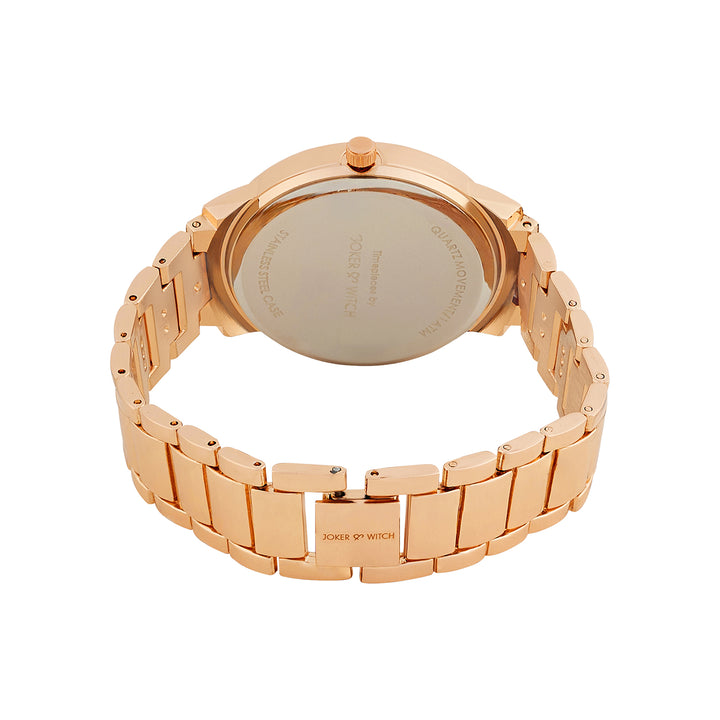 Halo Maroon Sunray Large Rhinestone Dial Rose Gold Linked Chain Strap Women's Watch