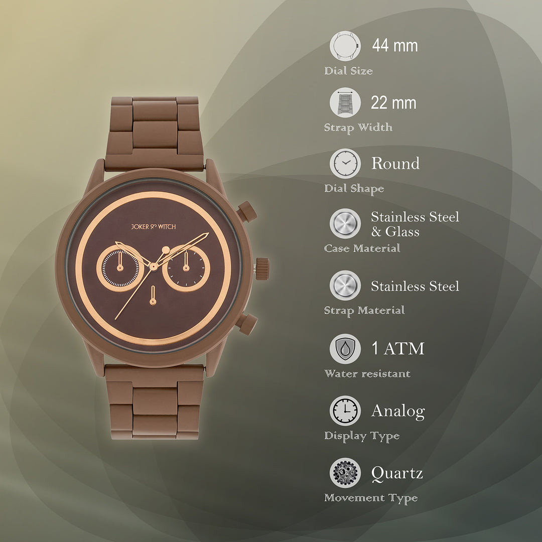 Hudson Brown XLarge Dial Linked Chain Strap Men's Watch