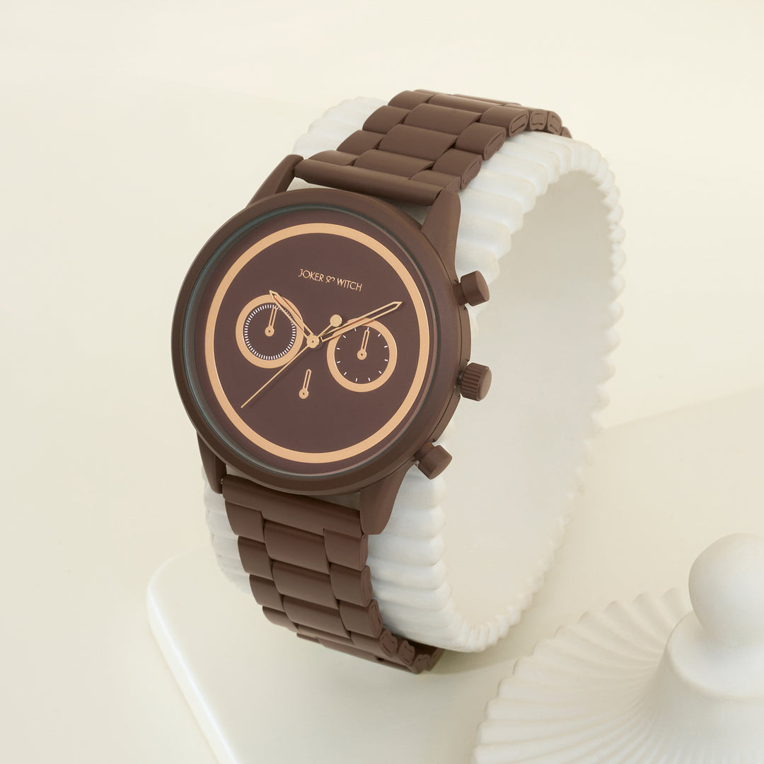 Hudson Brown XLarge Dial Linked Chain Strap Men's Watch