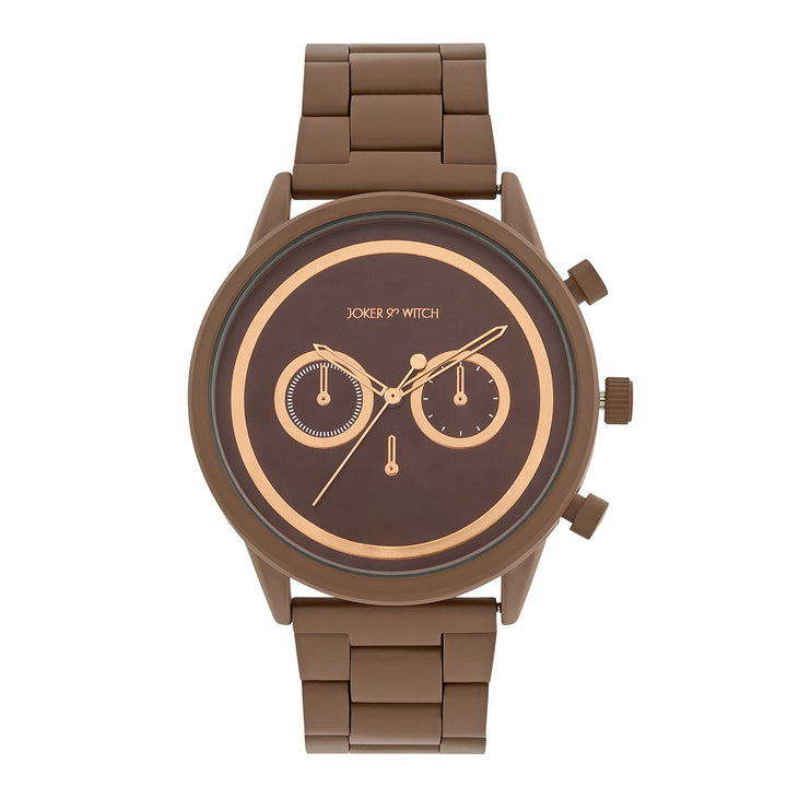 Hudson Brown XLarge Dial Linked Chain Strap Men's Watch