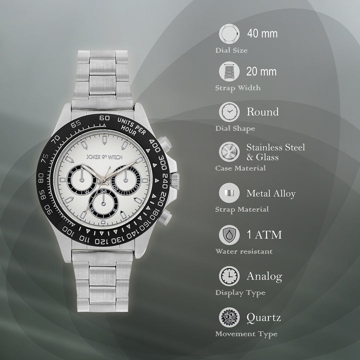 Jesko Silver Large Dial Linked Chain Strap Men's Watch