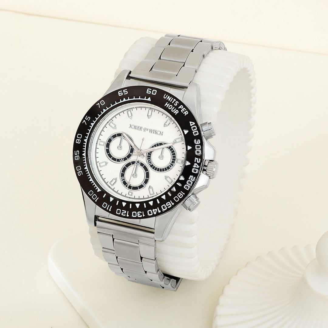 Jesko Silver Large Dial Linked Chain Strap Men's Watch