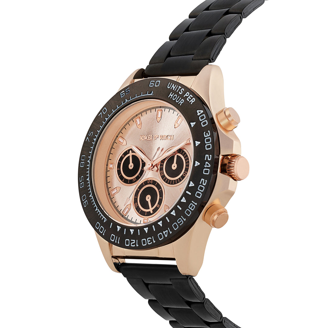 Jesko Rose Gold Large Dial Black Linked Chain Strap Men's Watch