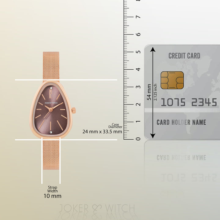 Maris Brown Sunray Small Oval Dial Rose Gold Mesh Strap Women's Watch