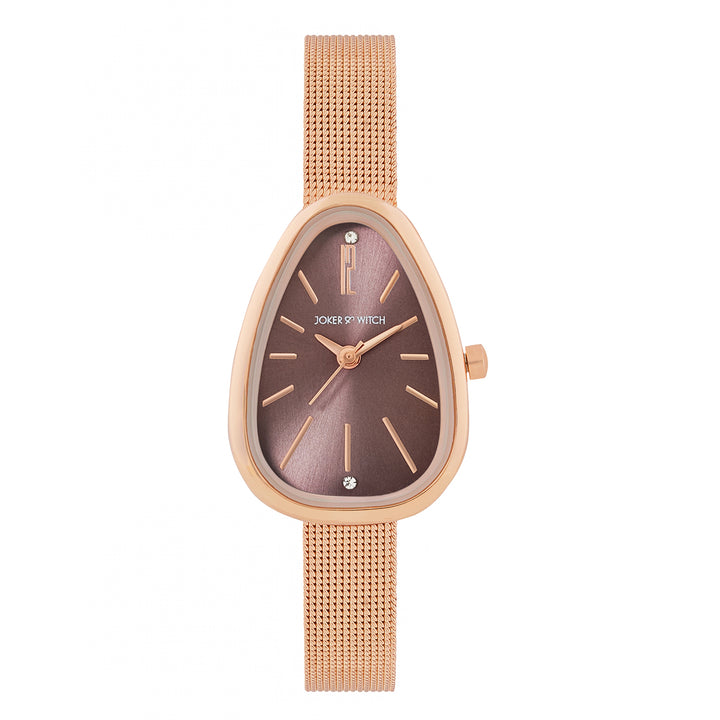 Maris Brown Sunray Small Oval Dial Rose Gold Mesh Strap Women's Watch