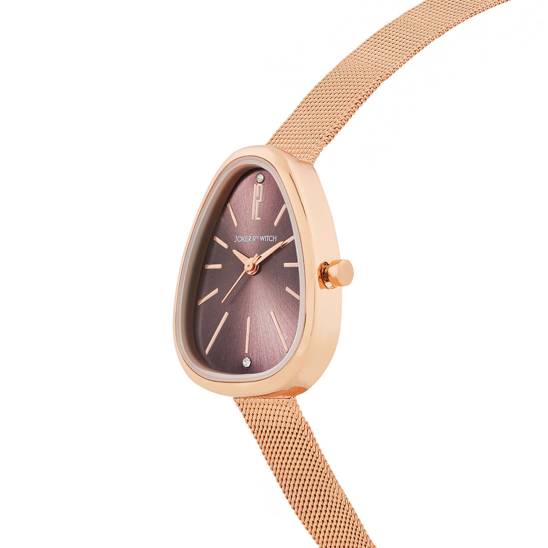 Maris Brown Sunray Small Oval Dial Rose Gold Mesh Strap Women's Watch