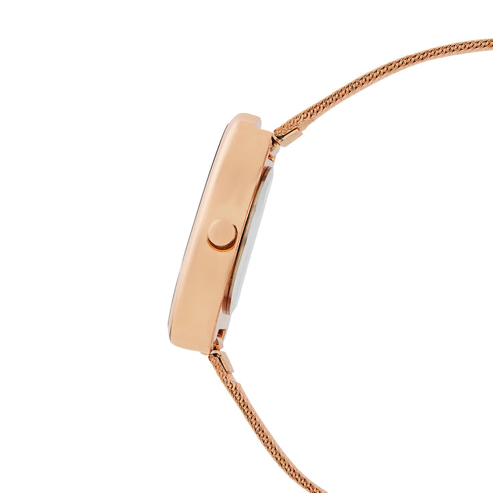 Maris Brown Sunray Small Oval Dial Rose Gold Mesh Strap Women's Watch