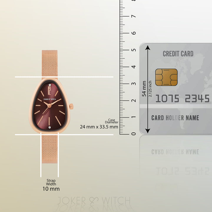 Maris Maroon Sunray Small Oval Dial Rose Gold Mesh Strap Women's Watch