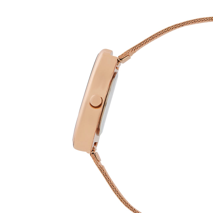 Maris Maroon Sunray Small Oval Dial Rose Gold Mesh Strap Women's Watch