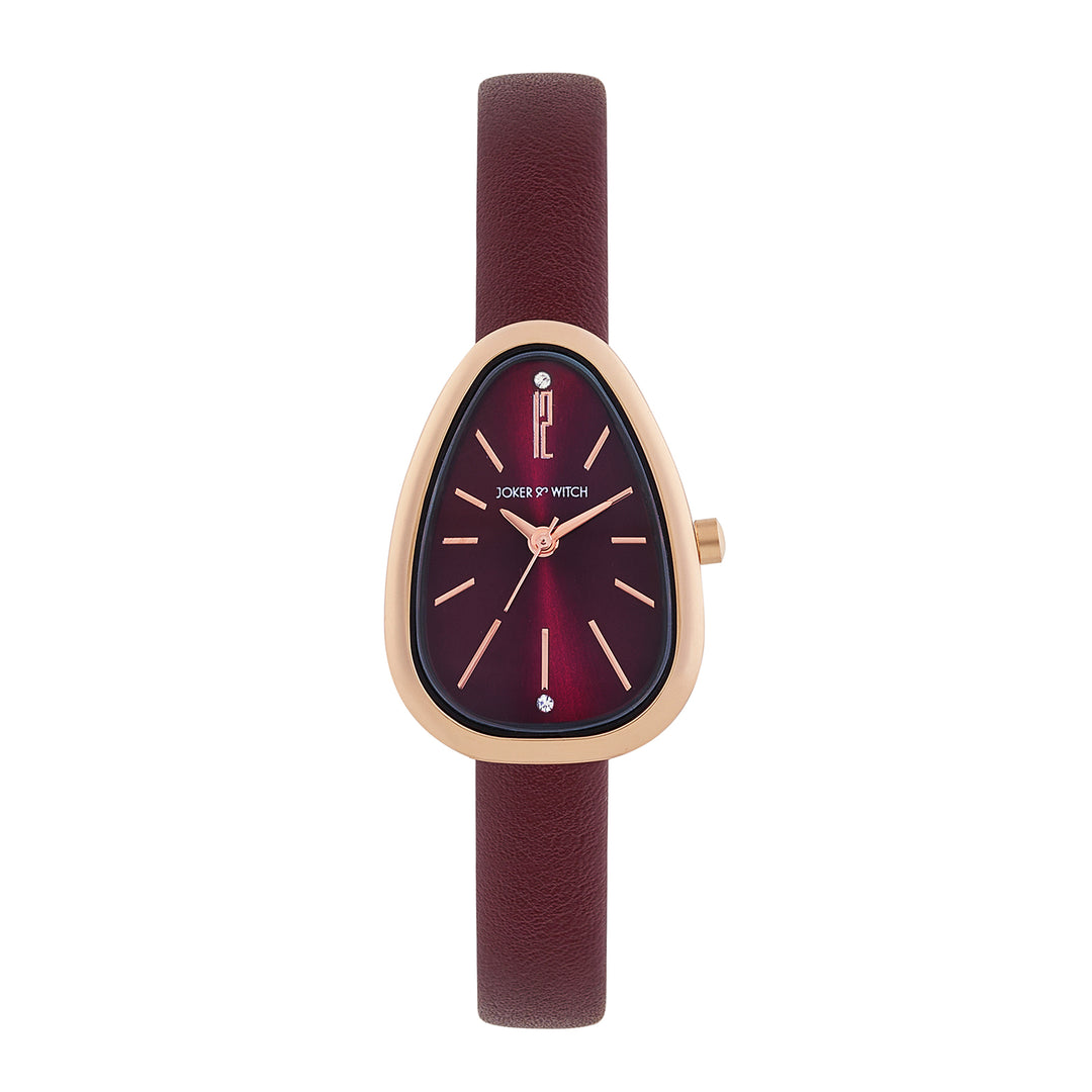 Maris Maroon Sunray Small Oval Dial Maroon PU Strap Women's Watch