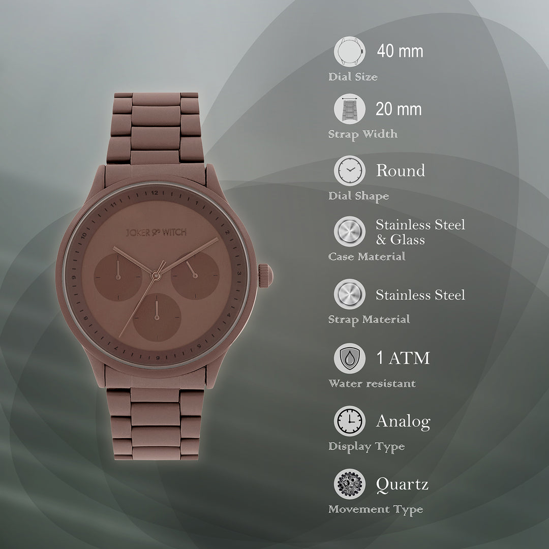 Nexus Brown Large Dial Linked Chain Strap Men's Watch