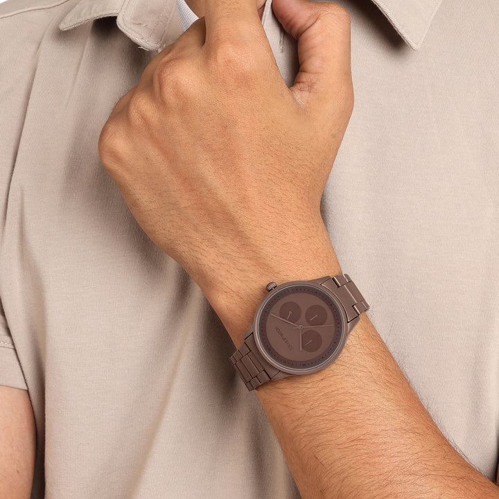 Nexus Brown Large Dial Linked Chain Strap Men's Watch