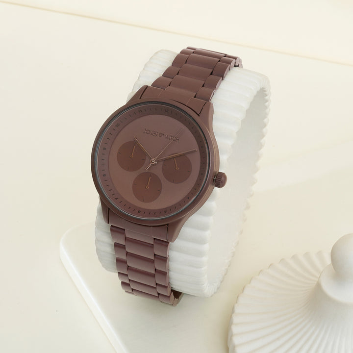 Nexus Brown Large Dial Linked Chain Strap Men's Watch