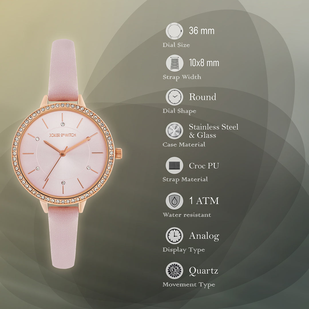 Sunrise Lavendar Medium Rhinestone Dial PU Strap Women's Watch