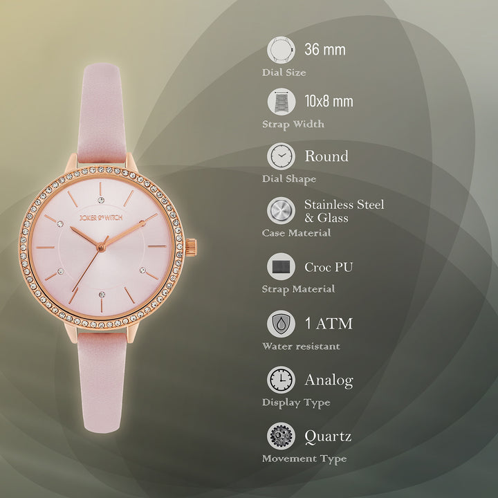 Sunrise Lavendar Medium Rhinestone Dial PU Strap Women's Watch