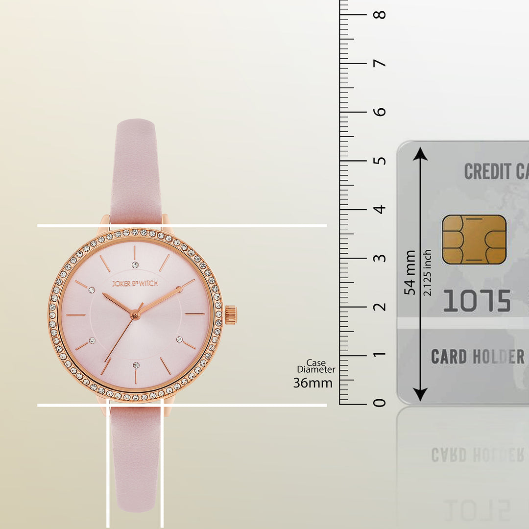 Sunrise Lavendar Medium Rhinestone Dial PU Strap Women's Watch