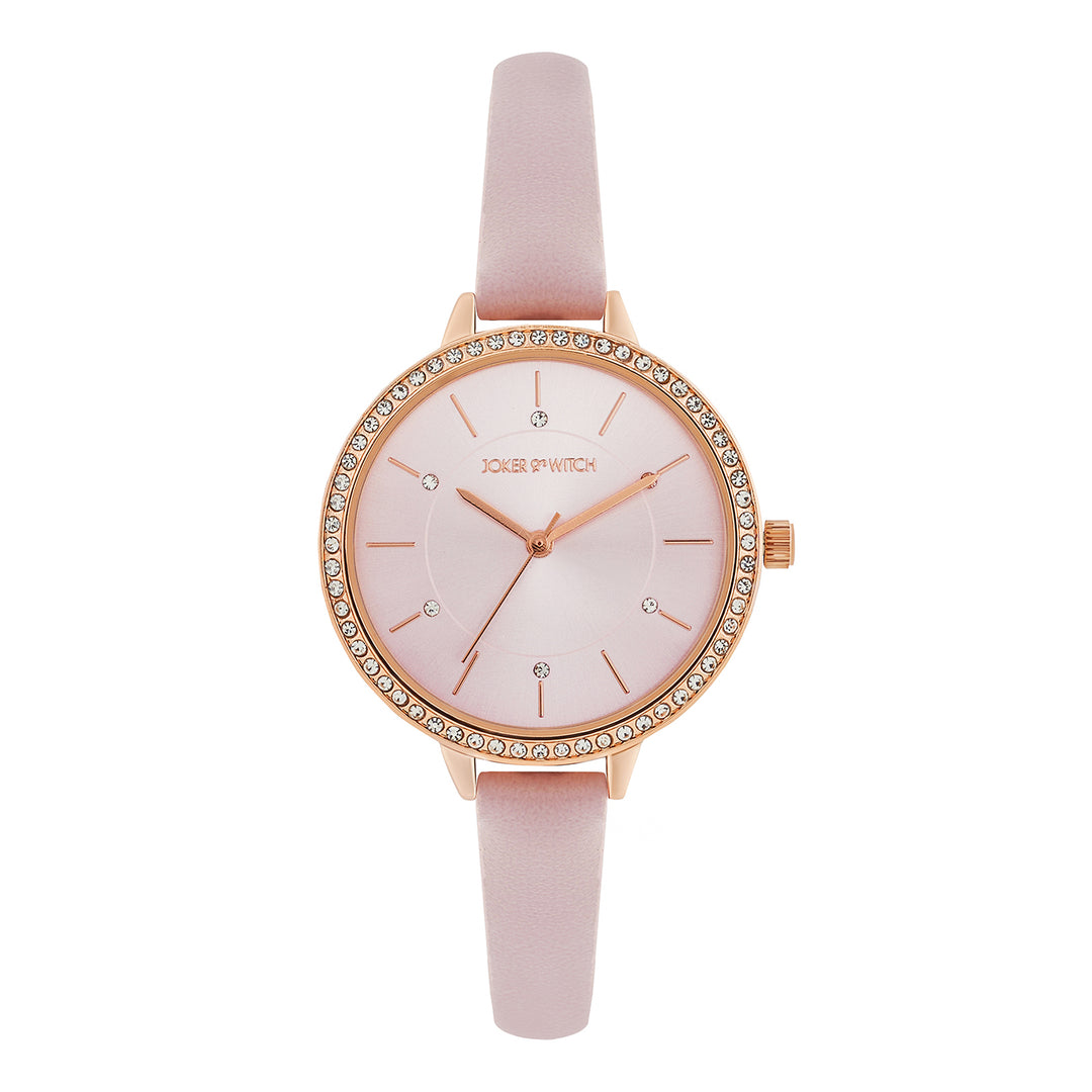 Sunrise Lavendar Medium Rhinestone Dial PU Strap Women's Watch