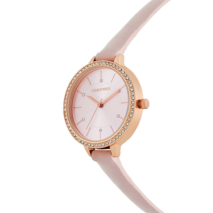 Sunrise Lavendar Medium Rhinestone Dial PU Strap Women's Watch