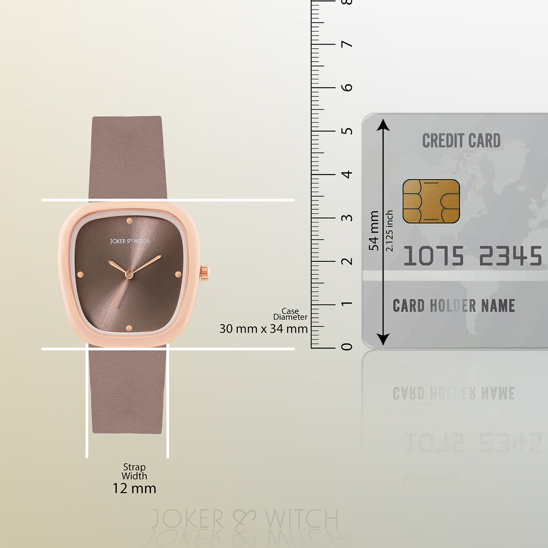 Verity Mocha Medium Square Dial PU Strap Women's Watch