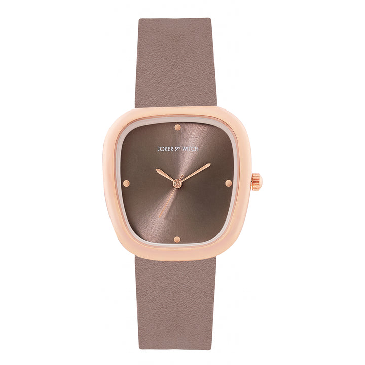 Verity Mocha Medium Square Dial PU Strap Women's Watch