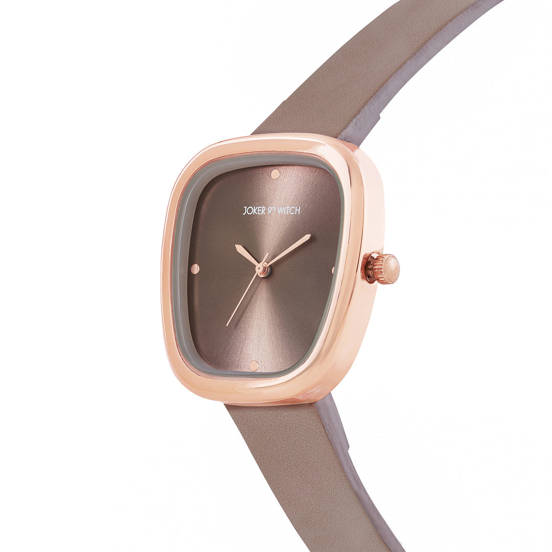 Verity Mocha Medium Square Dial PU Strap Women's Watch